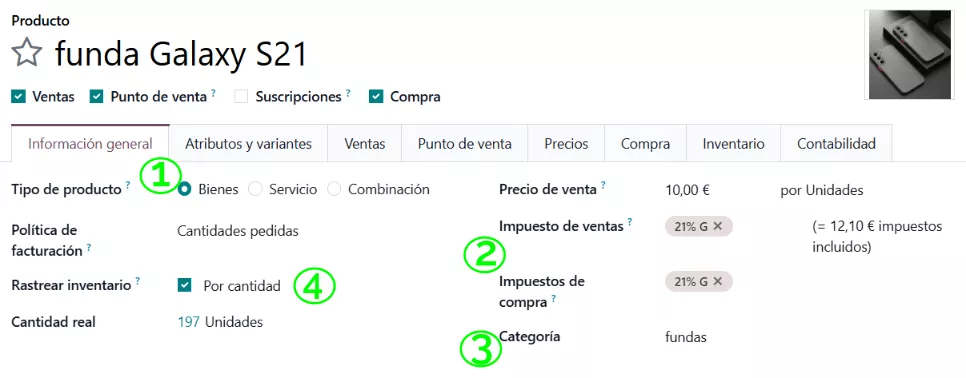 Configuración de producto en Odoo - 1